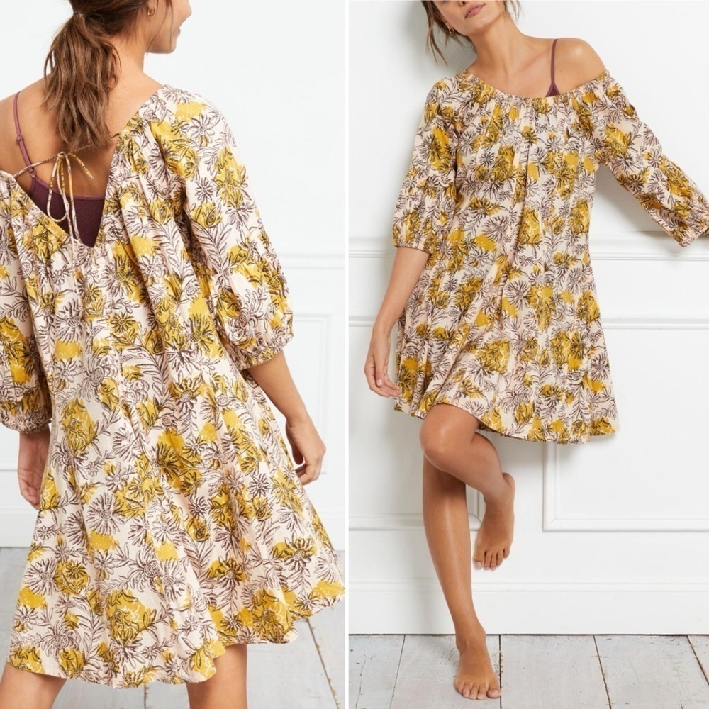 DAILY PRACTICE‎ x ANTHROPOLOGIE Mollie Off-The-Shoulder Floral Tunic Dress
